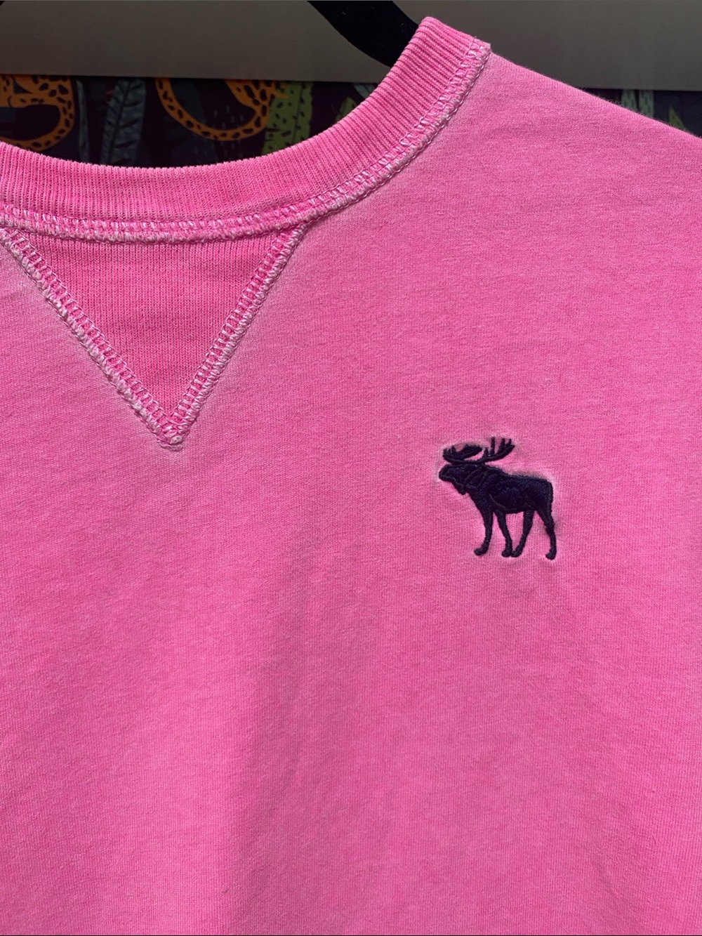 Vintage Y2K Abercrombie & Fitch Pink Crewneck Tee with Moose Logo